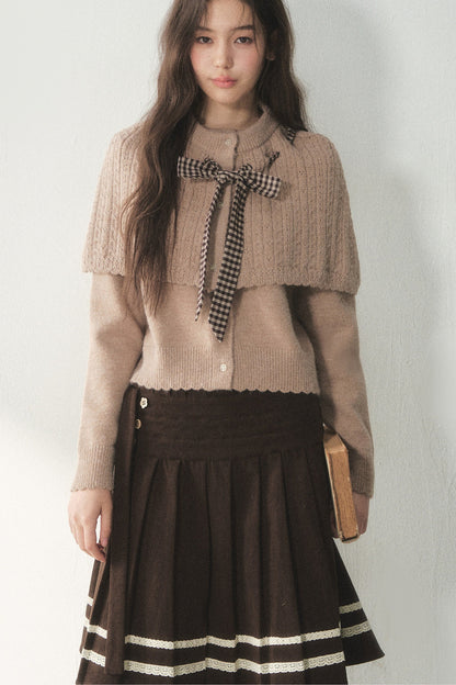 Retro Capelet And Knit Sweater Set