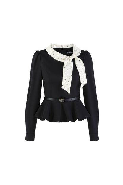 Bow Lantern Sleeve Skirt and Top Set-Up