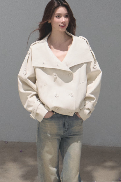 Knight-Style Oil-Waxed Leather Trench Jacket