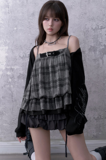 Plaid Camisole and Cover-Up Set-Up