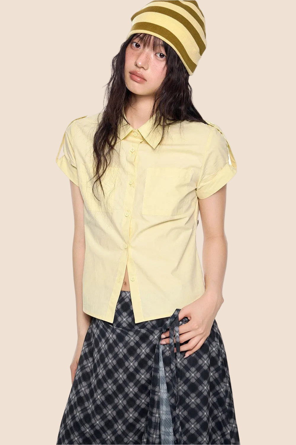 Retro Plaid Cropped Shirt