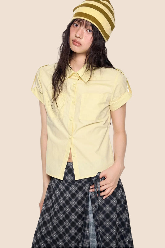 Retro Plaid Cropped Shirt