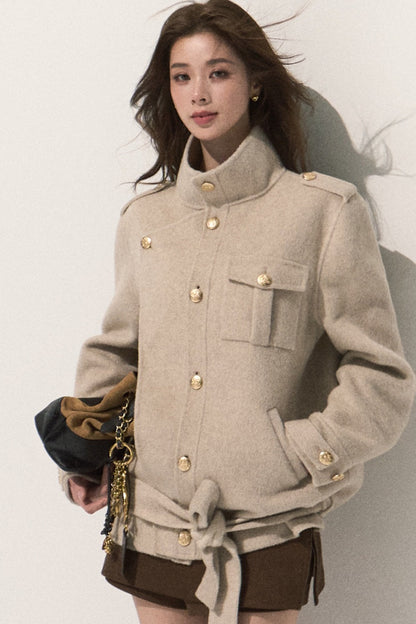 Veste coupe-vent courte en laine double face