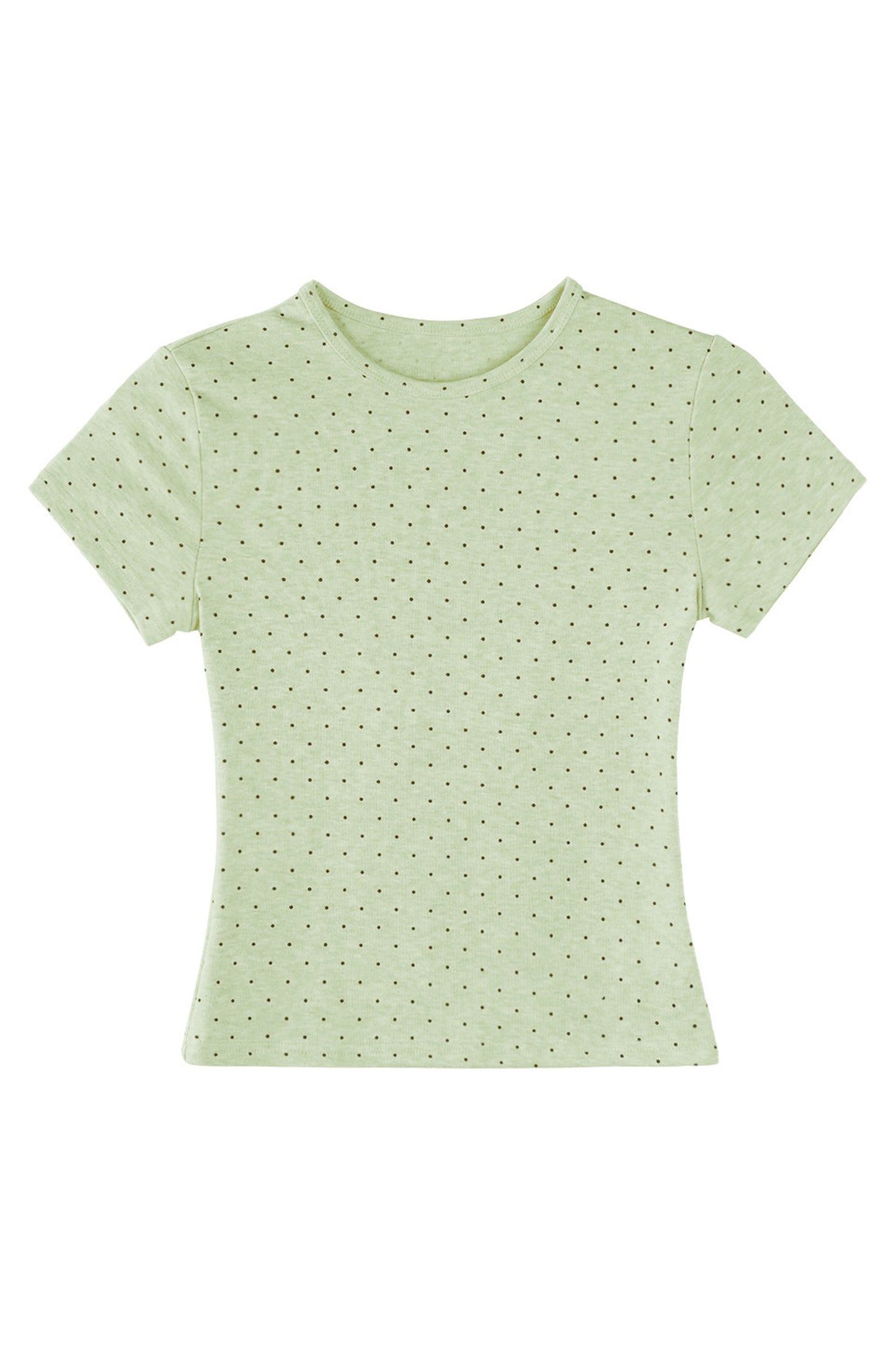 Kurzes T-Shirt in Creme mit Polka-Dots