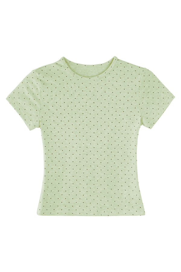 Cream Polka Dot Short T-Shirt