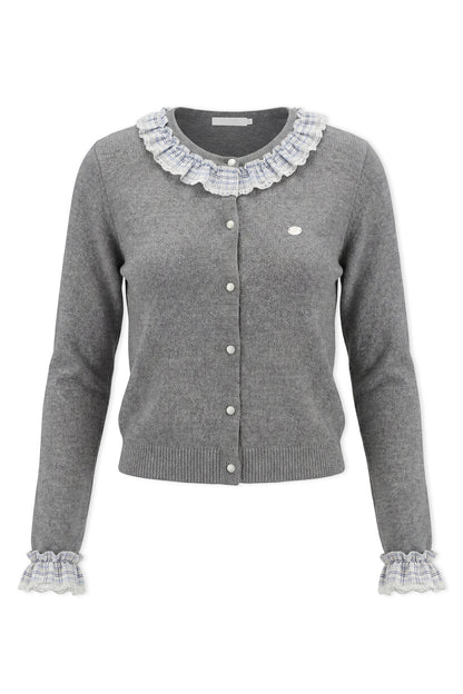 Ruffle Collar Knit Cardigan