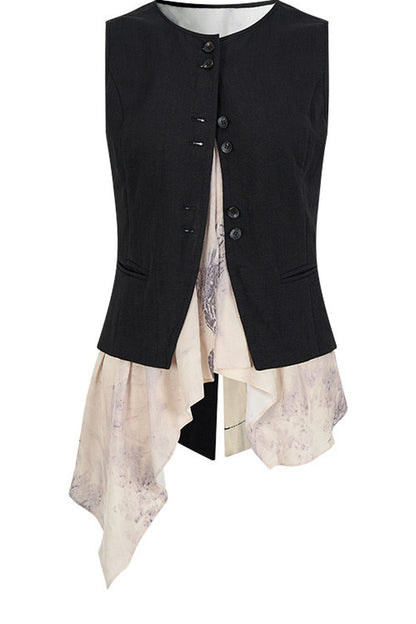 Tencel Ramie Asymmetric Tie-Up Vest