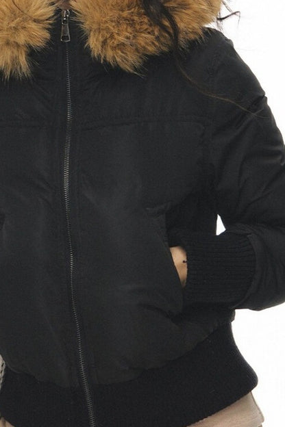Lightweight Hooded Fur Collar Down Jacket and Pants Set-Up