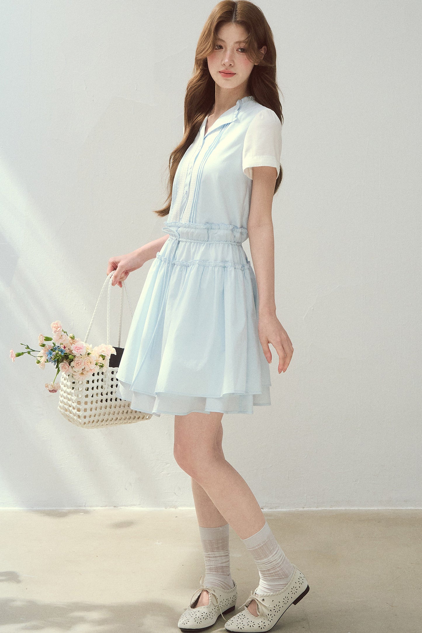 Sea Salt Blue Lyocell Shirt Dress