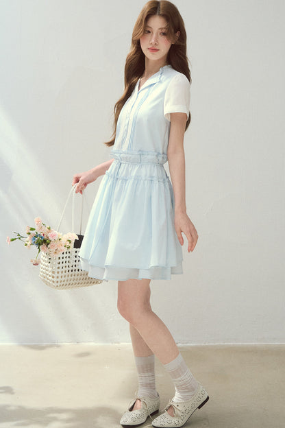 Sea Salt Blue Lyocell Shirt Dress