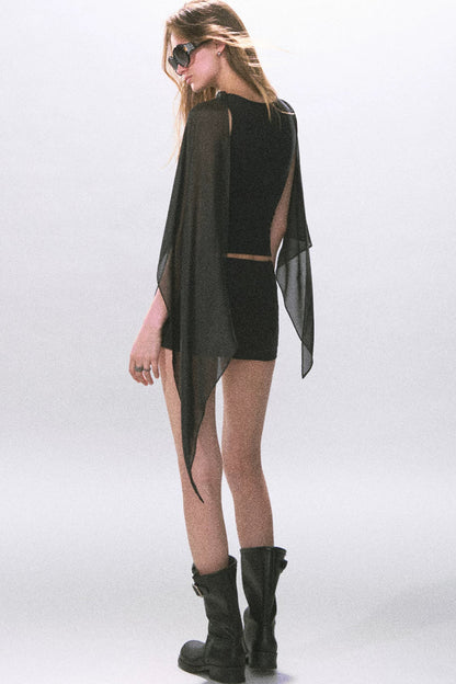 Black Knitted A-Line Skirt