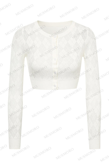 Grey Argyle Knit Cardigan With Camisole Set-Up