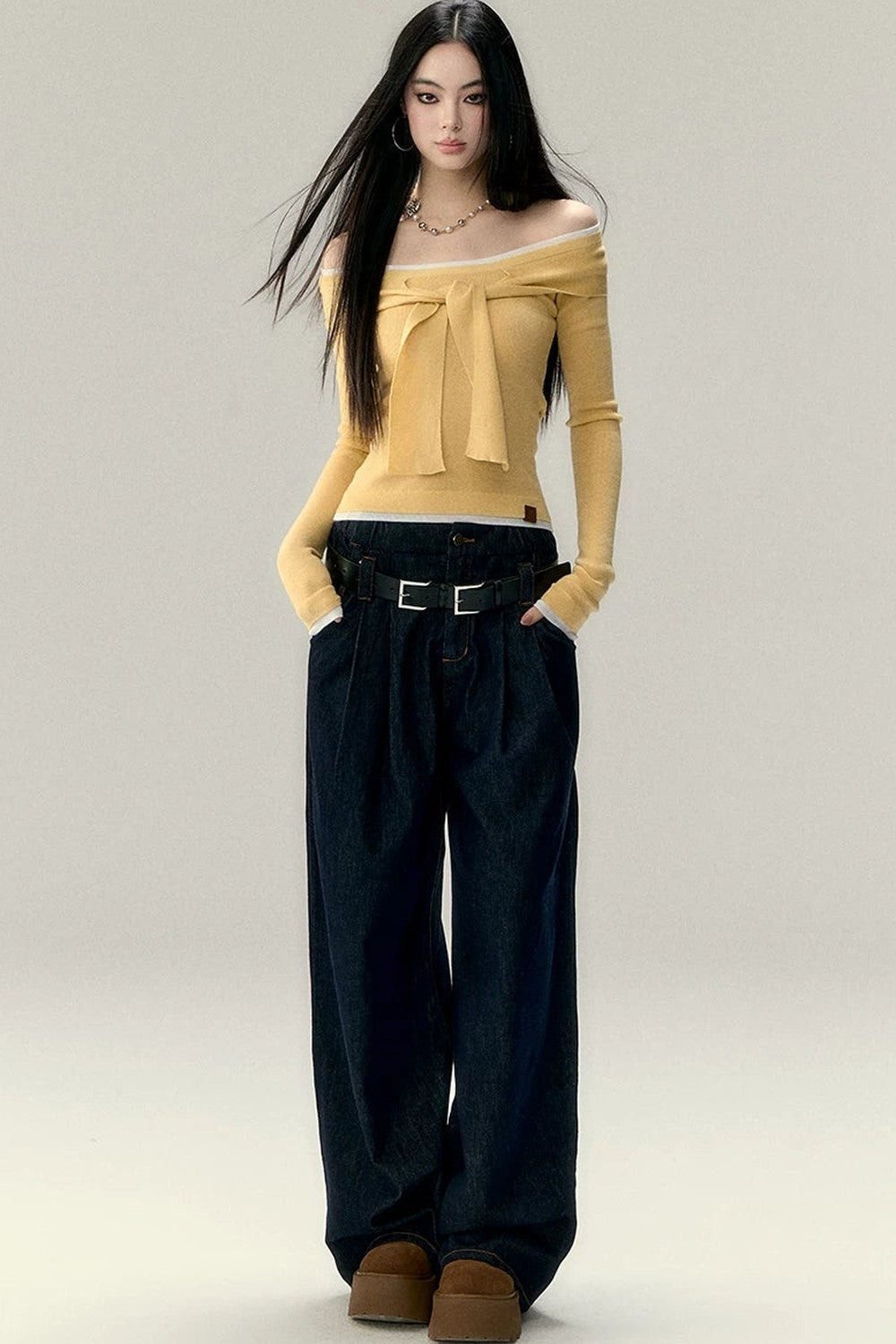 Vintage Wide-Leg Denim Pants