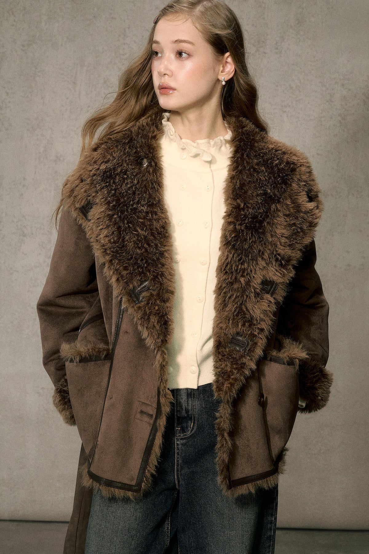 Reversible Faux Suede Fur Jacket
