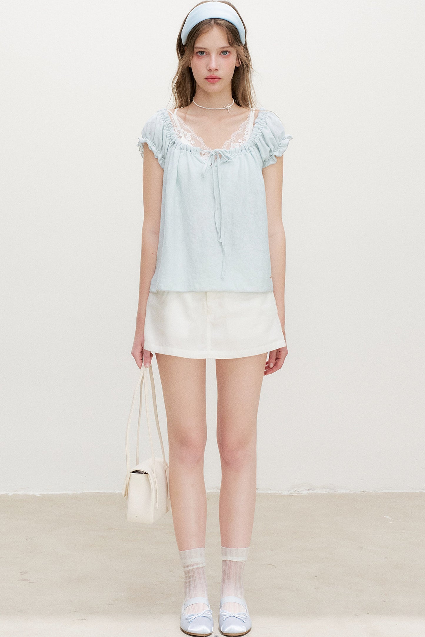 Snowflake Cotton Short-Sleeve Babydoll Top