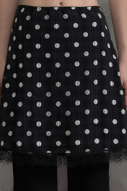 Lace Polka Dot A-Line Skirt
