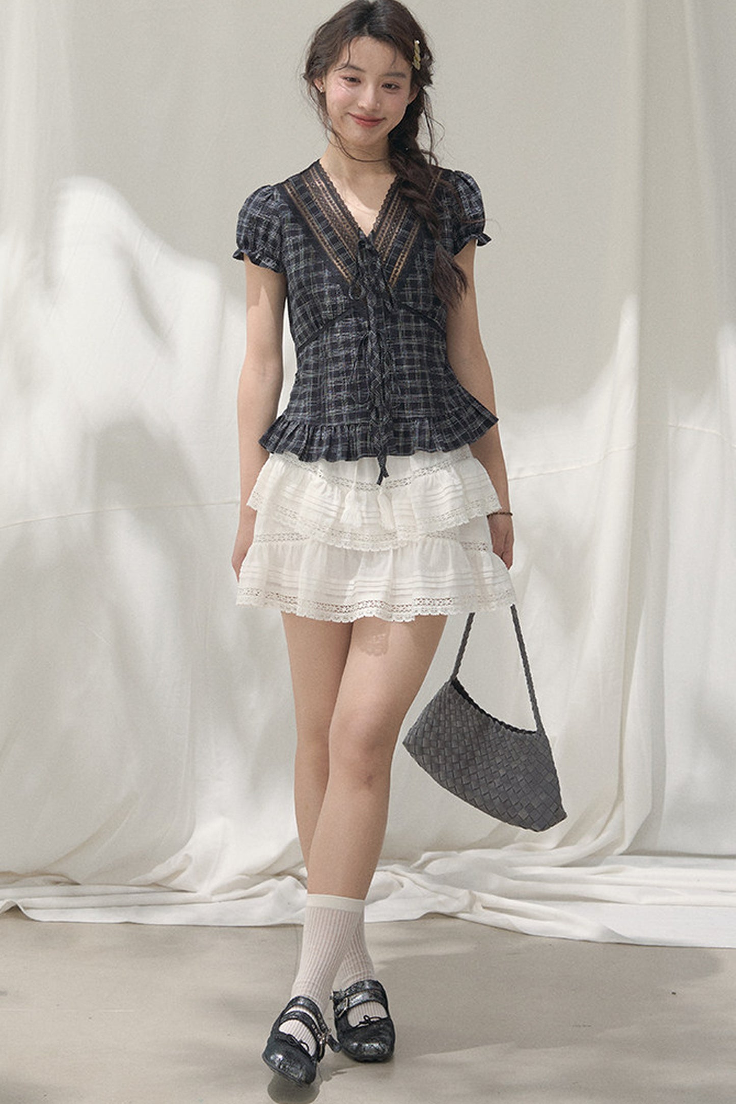 Summer Lace V-Neck Blouse