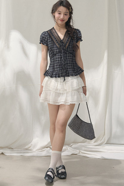 Summer Lace V-Neck Blouse