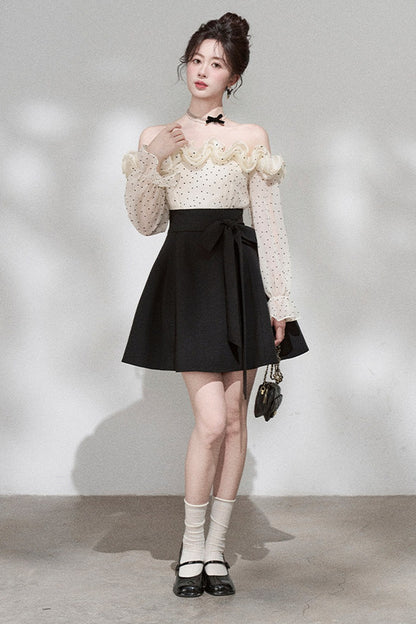 Ruffle Off-Shoulder Long Sleeve Dress