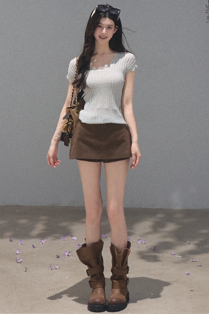 Maillard Retro Suede Skirt