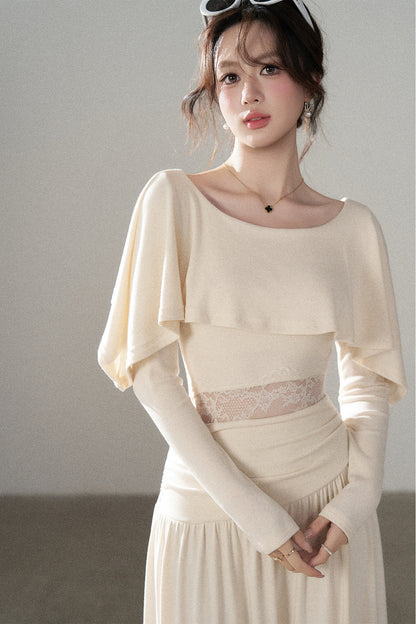 Long-Sleeved Lace Patchwork Dress