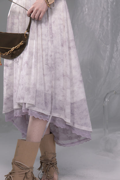 Cloud Smoke Purple Bow Tie Dress