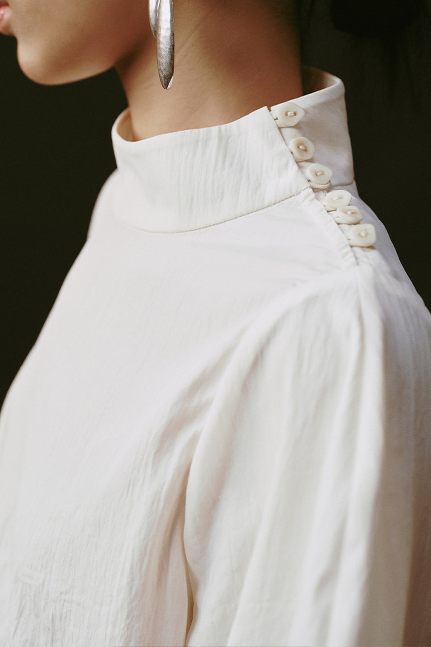 Acetate Half Stand Collar Blouse