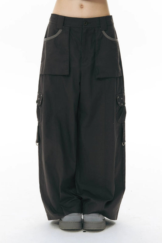 Foldable Hem Wide Leg Pants