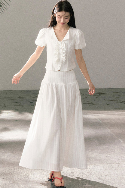 Ruffle Top and High-Waisted Skirt Set-Up