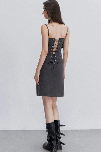 Pleated Double-Breasted Skirt