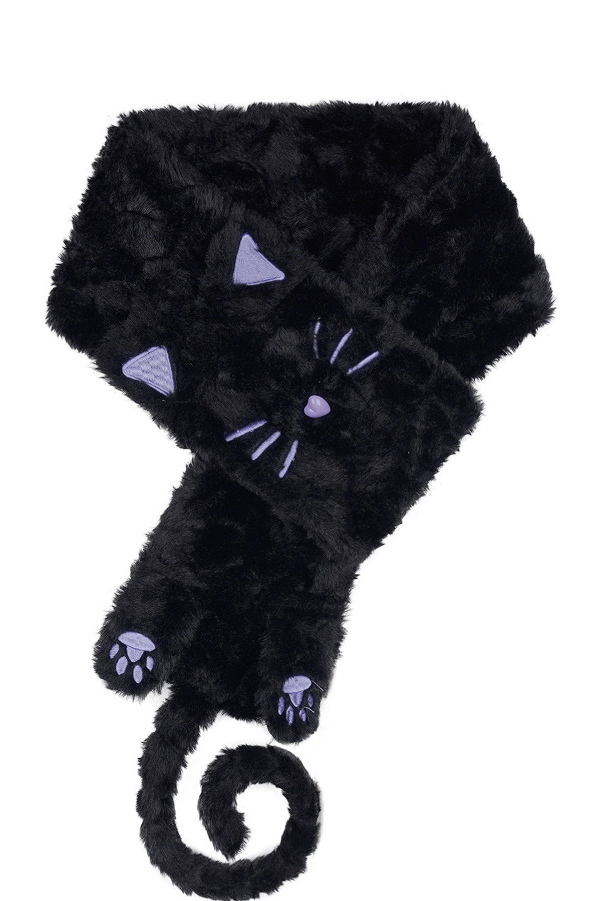 Halloween Meow Black Gray Striped Sweater With Scarf