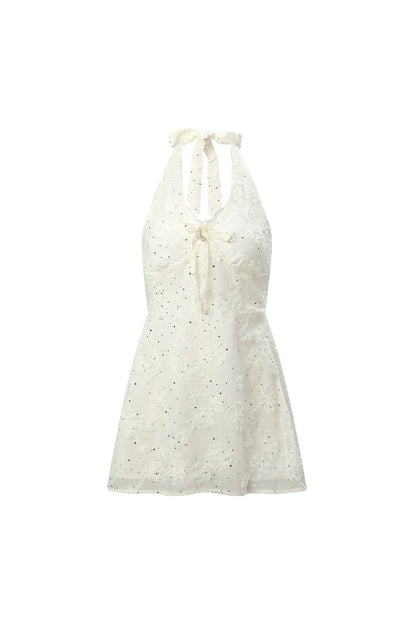 Three-Dimensional Floral Halter Dress Set-Up