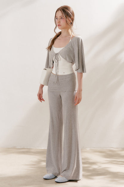 Wide Waist Straight Leg Knit Pants