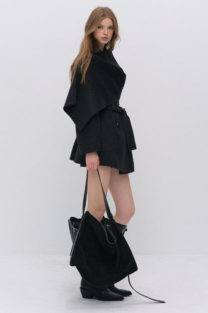 Half Shawl Wool Coat