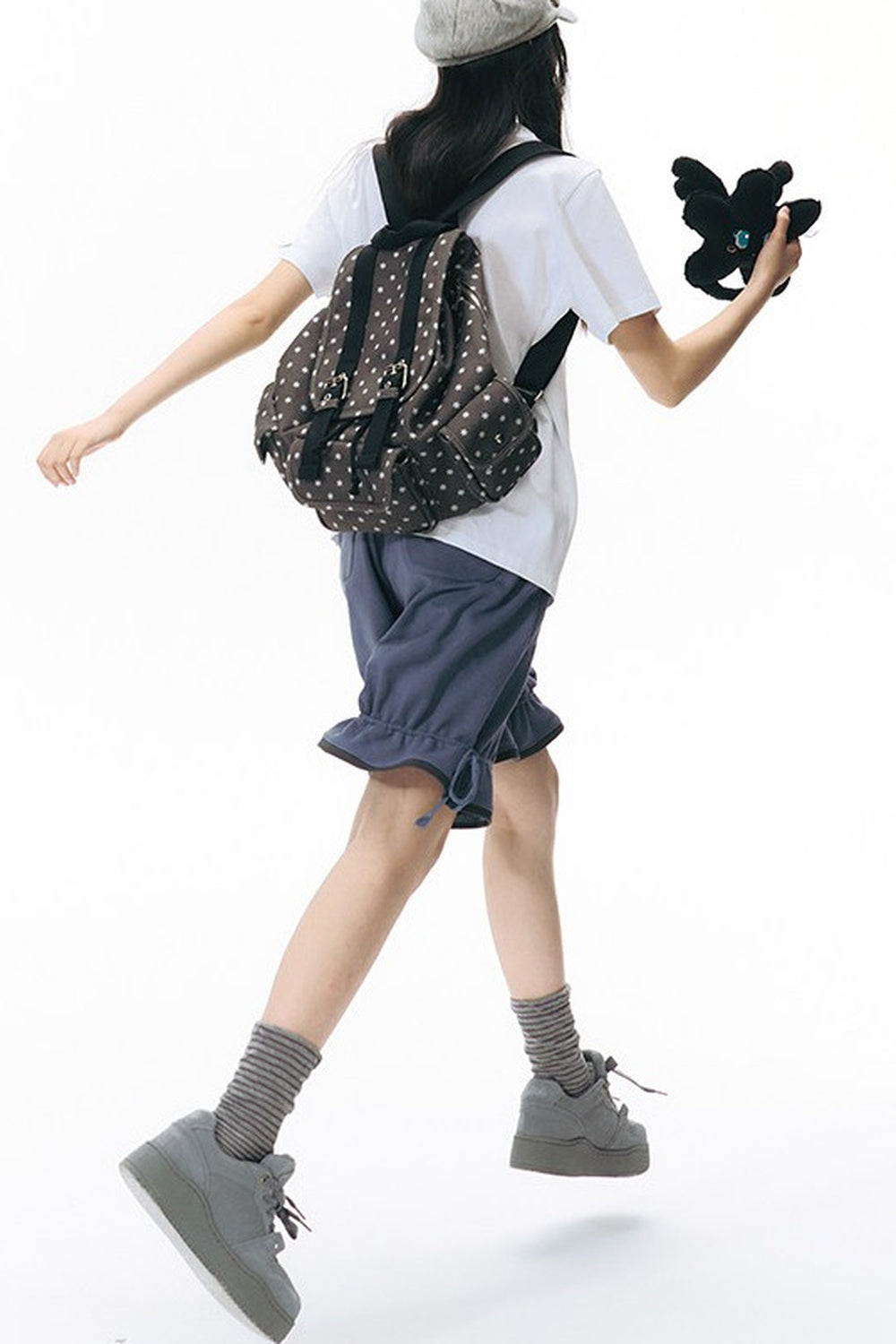 Canvas-Rucksack mit sechszackigem Stern und mehreren Taschen