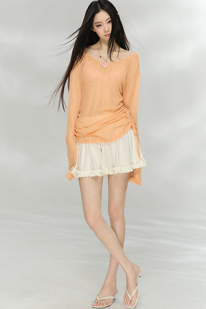 Transparent Colorful Knit Blouse