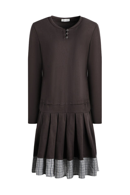 Vestido plisado de punto a cuadros