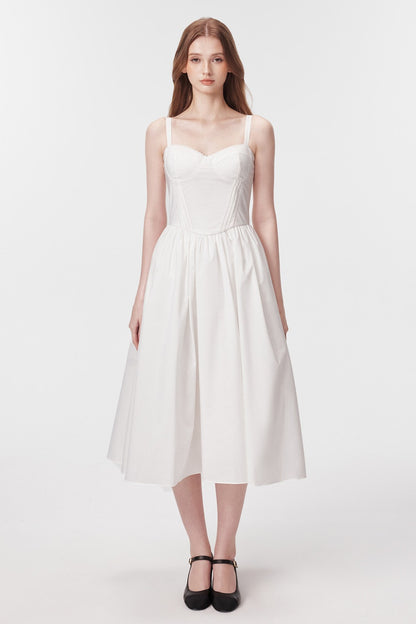 Vertical Cut Stand-Up Collar Slip Dress