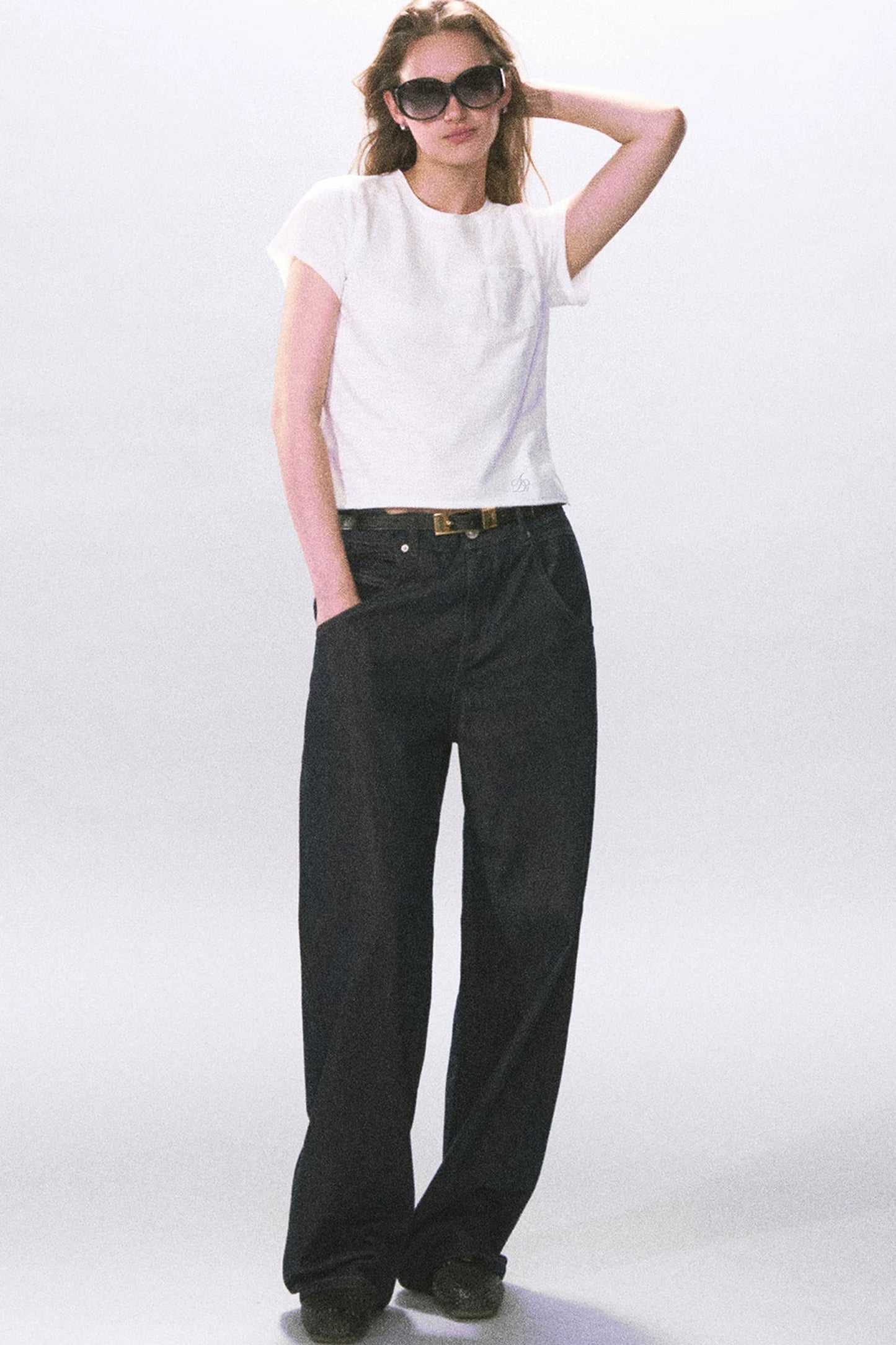 Solid Color Rolled Hem T-Shirt