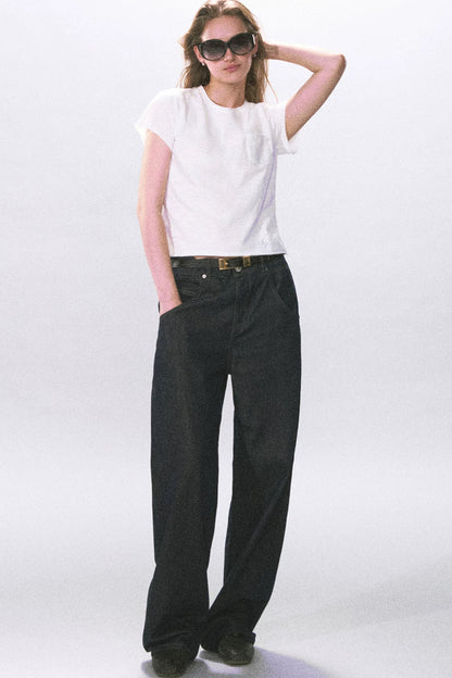 Solid Color Rolled Hem T-Shirt