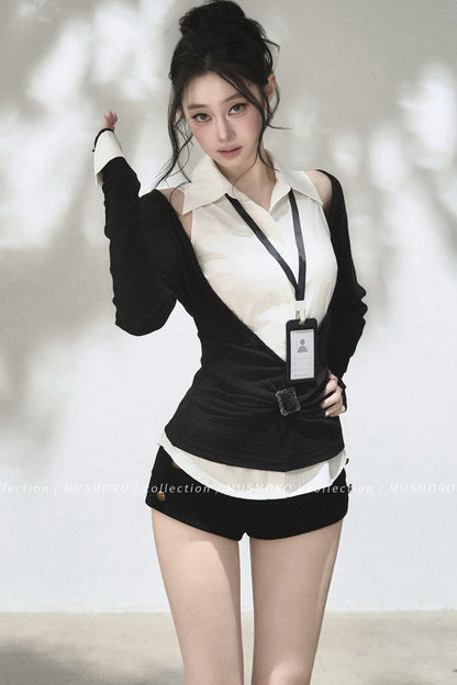 Layered-Look Knit Top Set-Up
