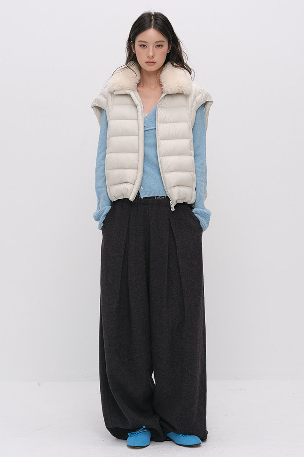 Wool Jacquard Wide-Leg Trousers