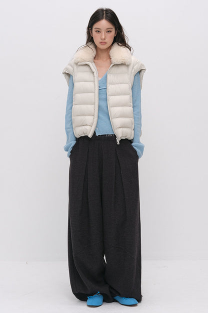 Wool Jacquard Wide-Leg Trousers