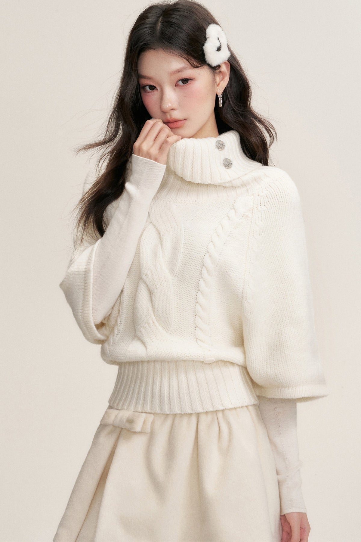 Twisted Cable Pullover Batwing Sweater