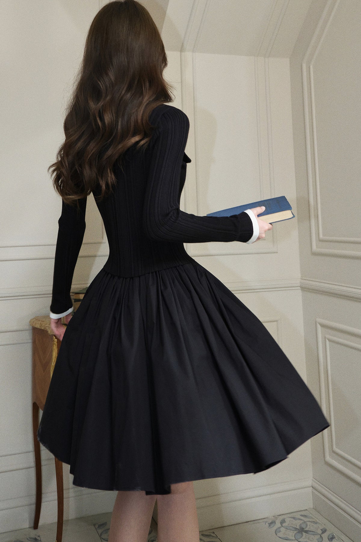 Pleated A-Line Midi Skirt
