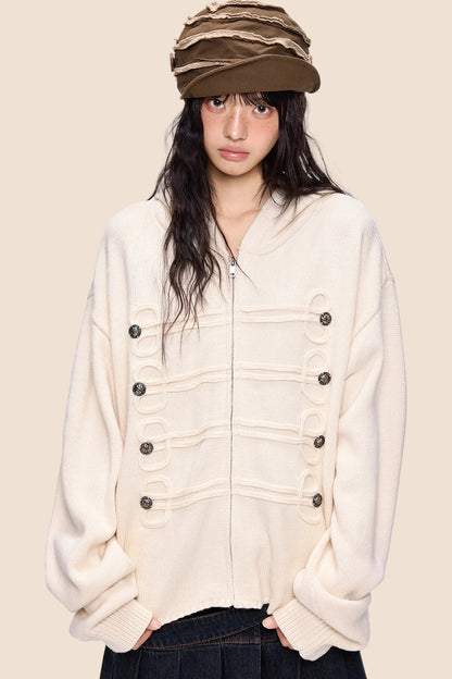 Double-Breasted Knit Cardigan