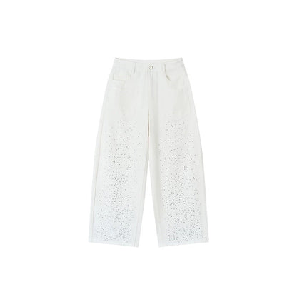 Vintage Rhinestone Wide-Leg Jeans