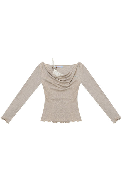 Cowl Neck Knit Base Layer Top