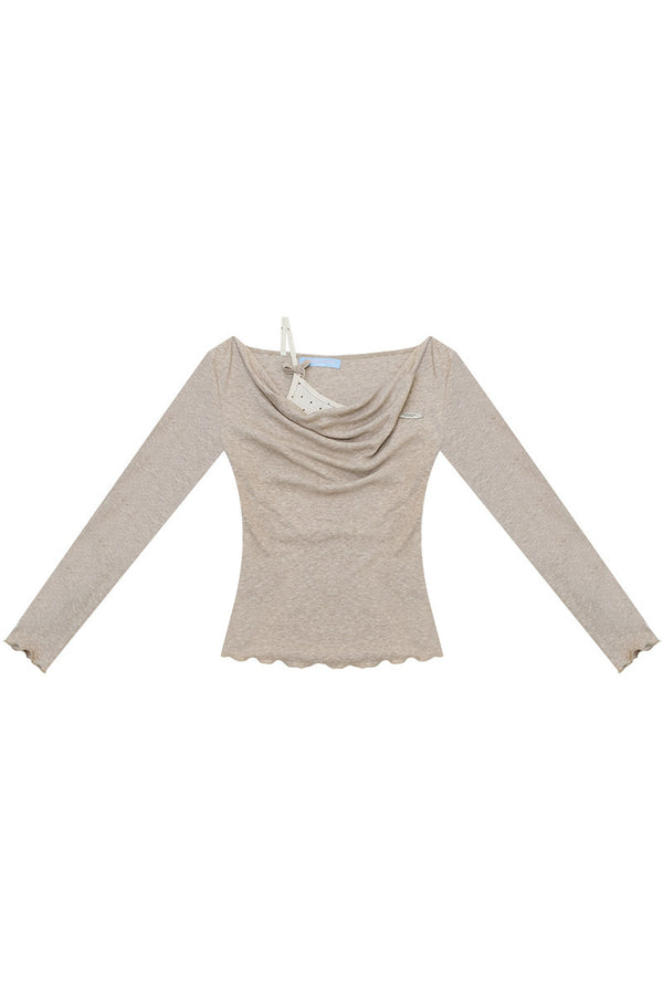 Cowl Neck Knit Base Layer Top