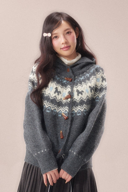 Fair Isle Toggle Knit Cardigan